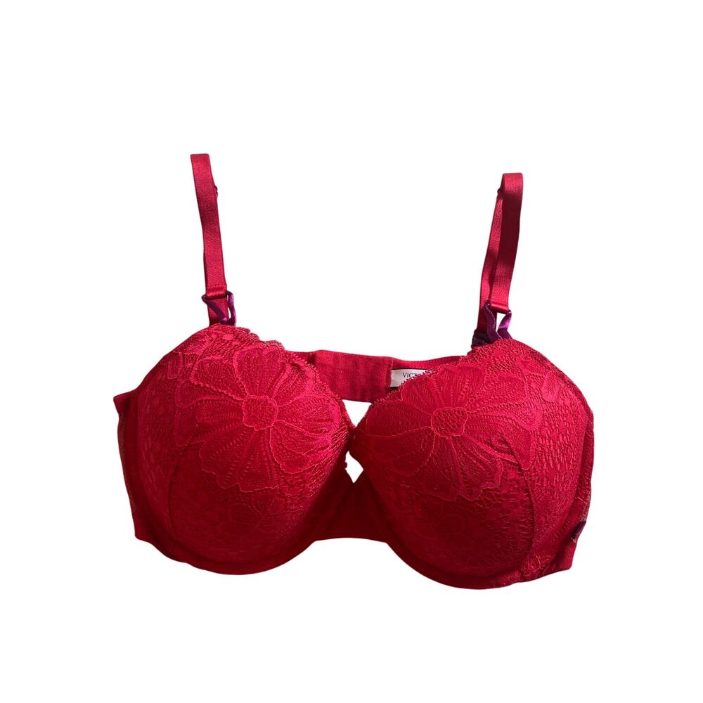 VICTORIA'S SECRET 38D Valentine's Red Sexy Tee Lacie Lined Demi Padded Bra